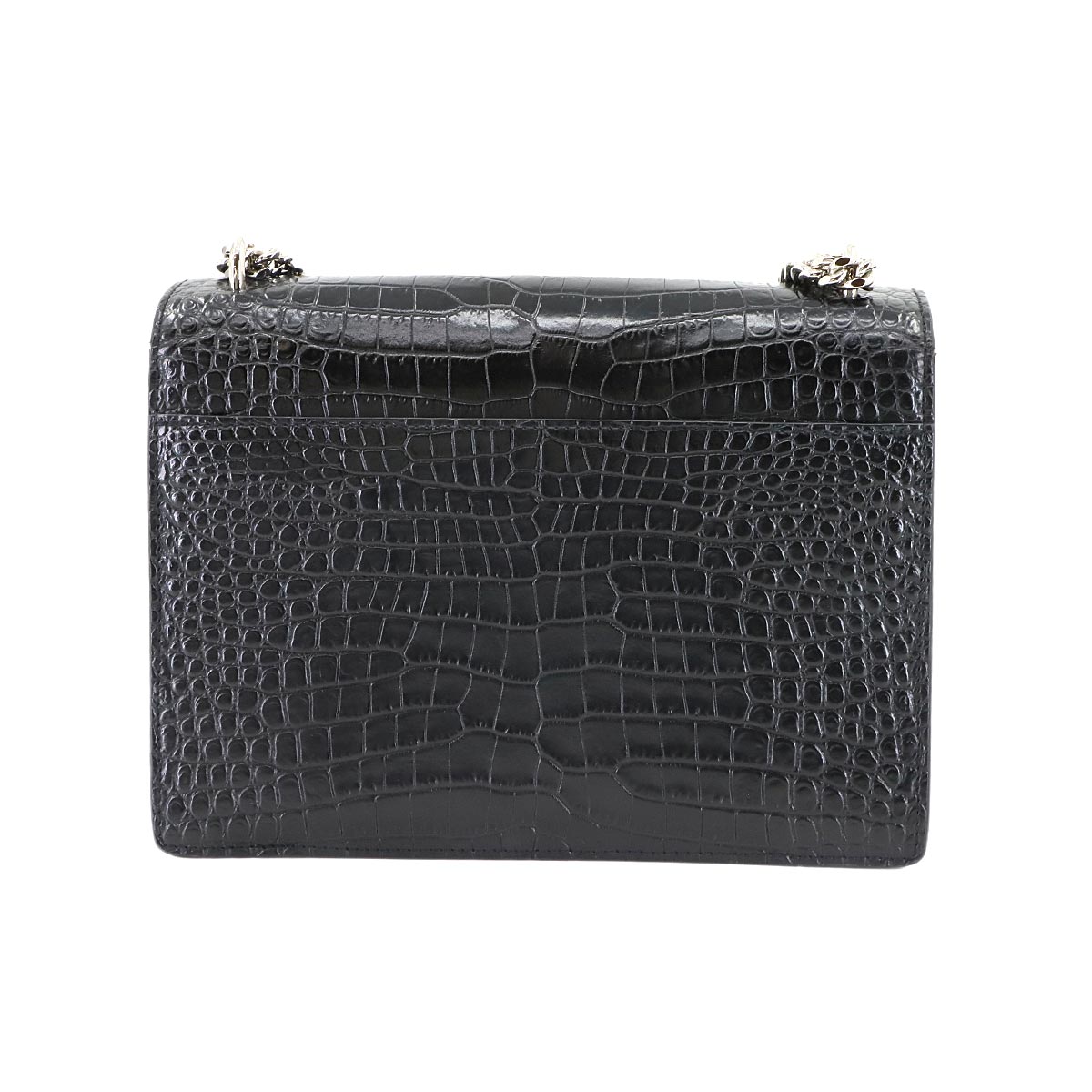 Sunset Medium Chain Shoulder Bag Leather Black 442906