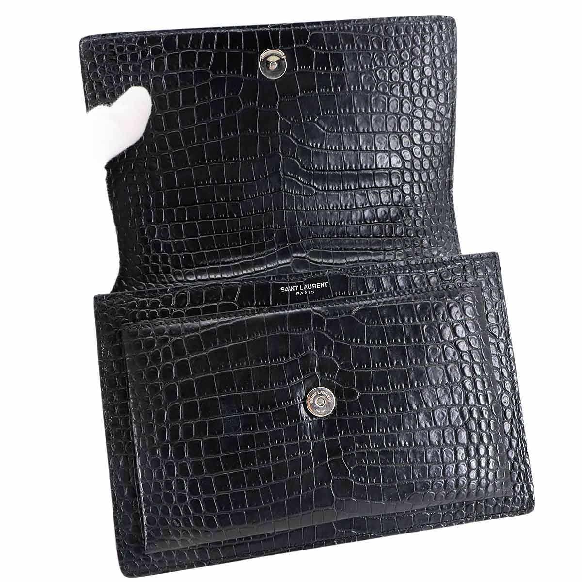 Sunset Medium Chain Shoulder Bag Leather Black 442906