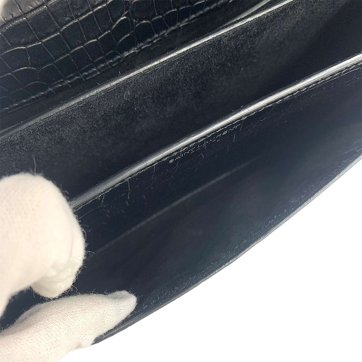 Sunset Medium Chain Shoulder Bag Leather Black 442906