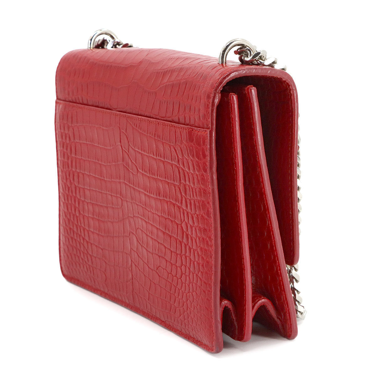 Sunset Medium Chain Shoulder Bag Leather Red 442906