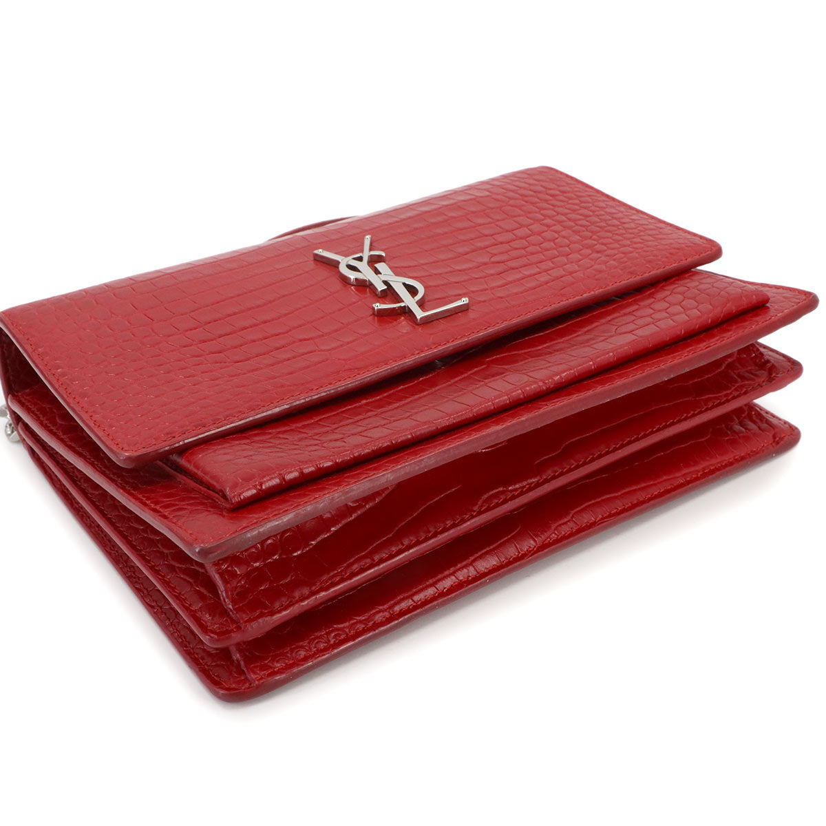 Sunset Medium Chain Shoulder Bag Leather Red 442906