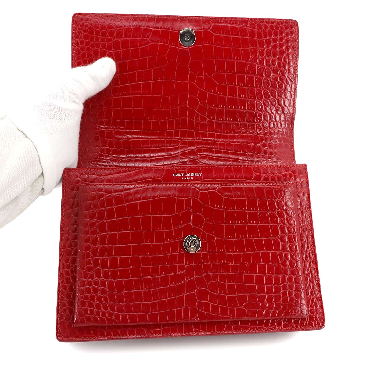 Sunset Medium Chain Shoulder Bag Leather Red 442906