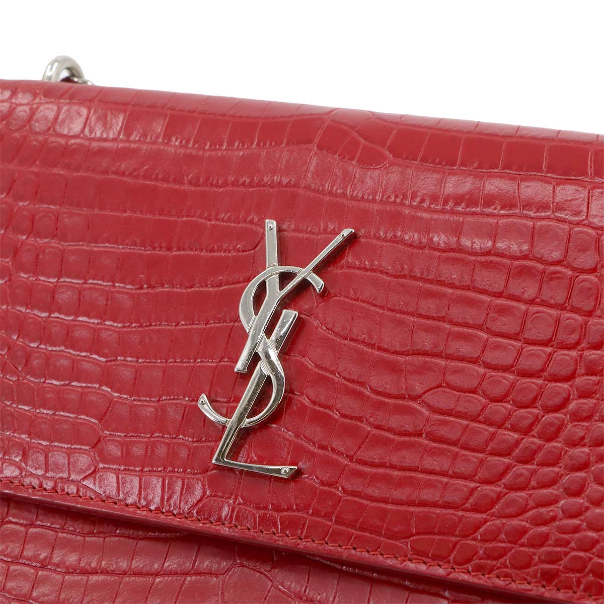 Sunset Medium Chain Shoulder Bag Leather Red 442906