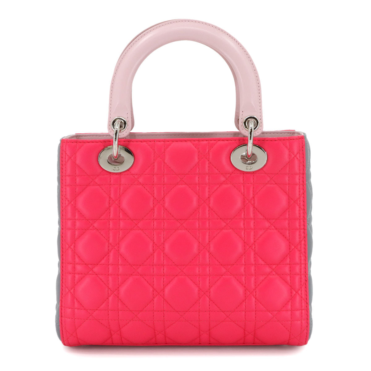 Lady Dior Medium Hand Shoulder Bag Leather Pink Gray