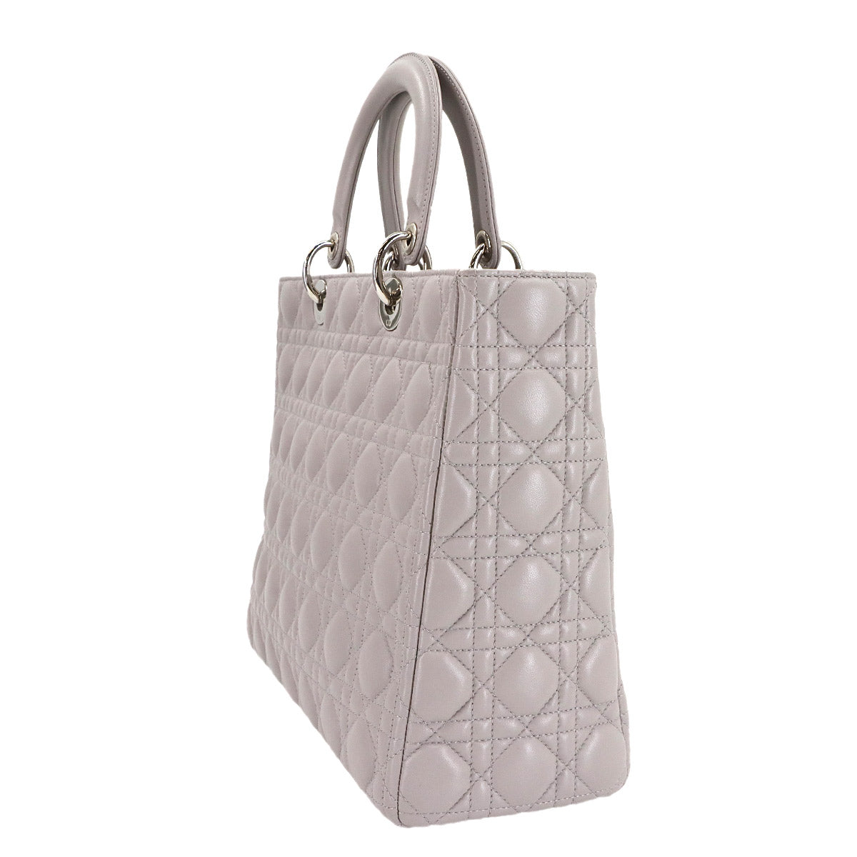 Lady Dior Large Hand Shoulder Bag Leather Gray CAL44561