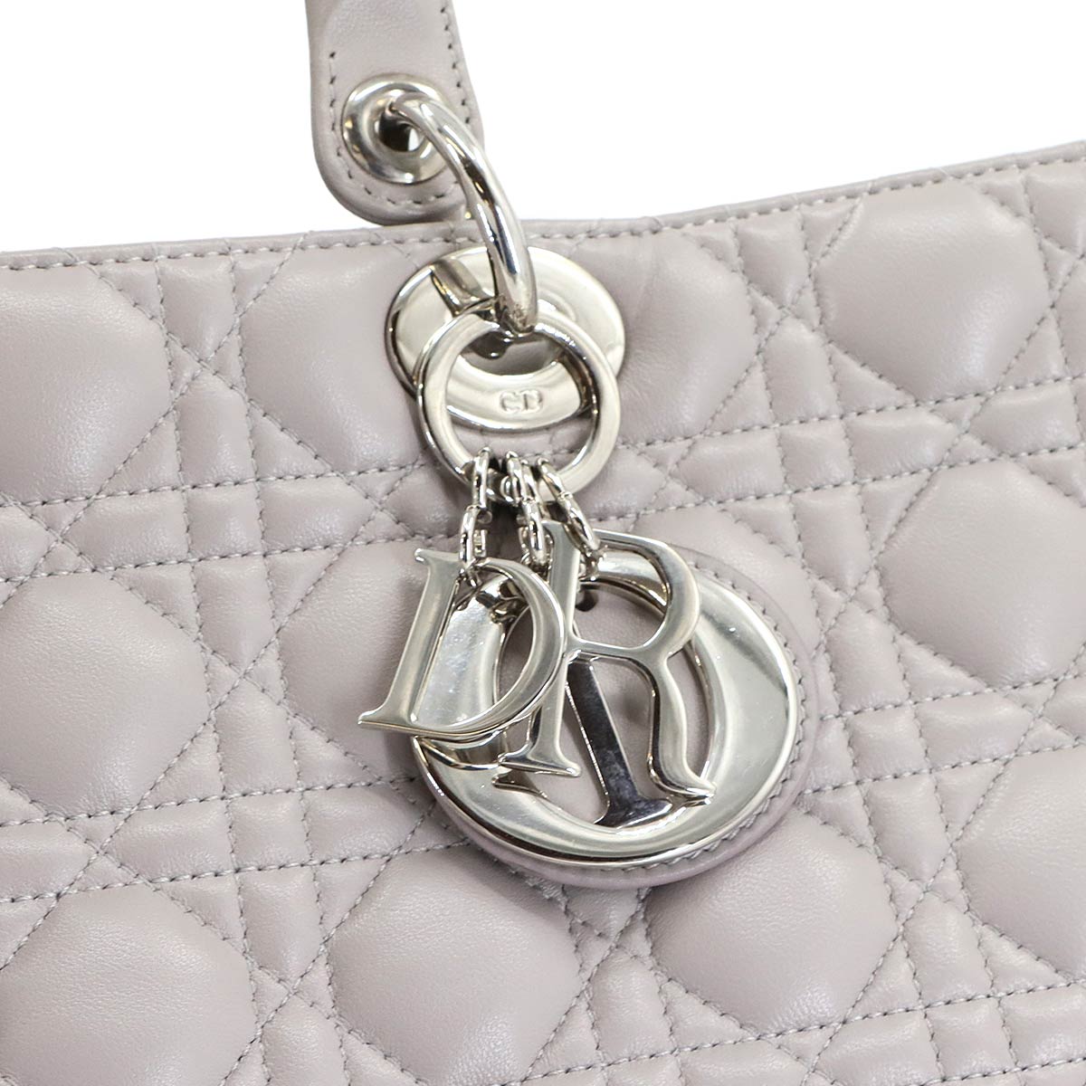 Lady Dior Large Hand Shoulder Bag Leather Gray CAL44561