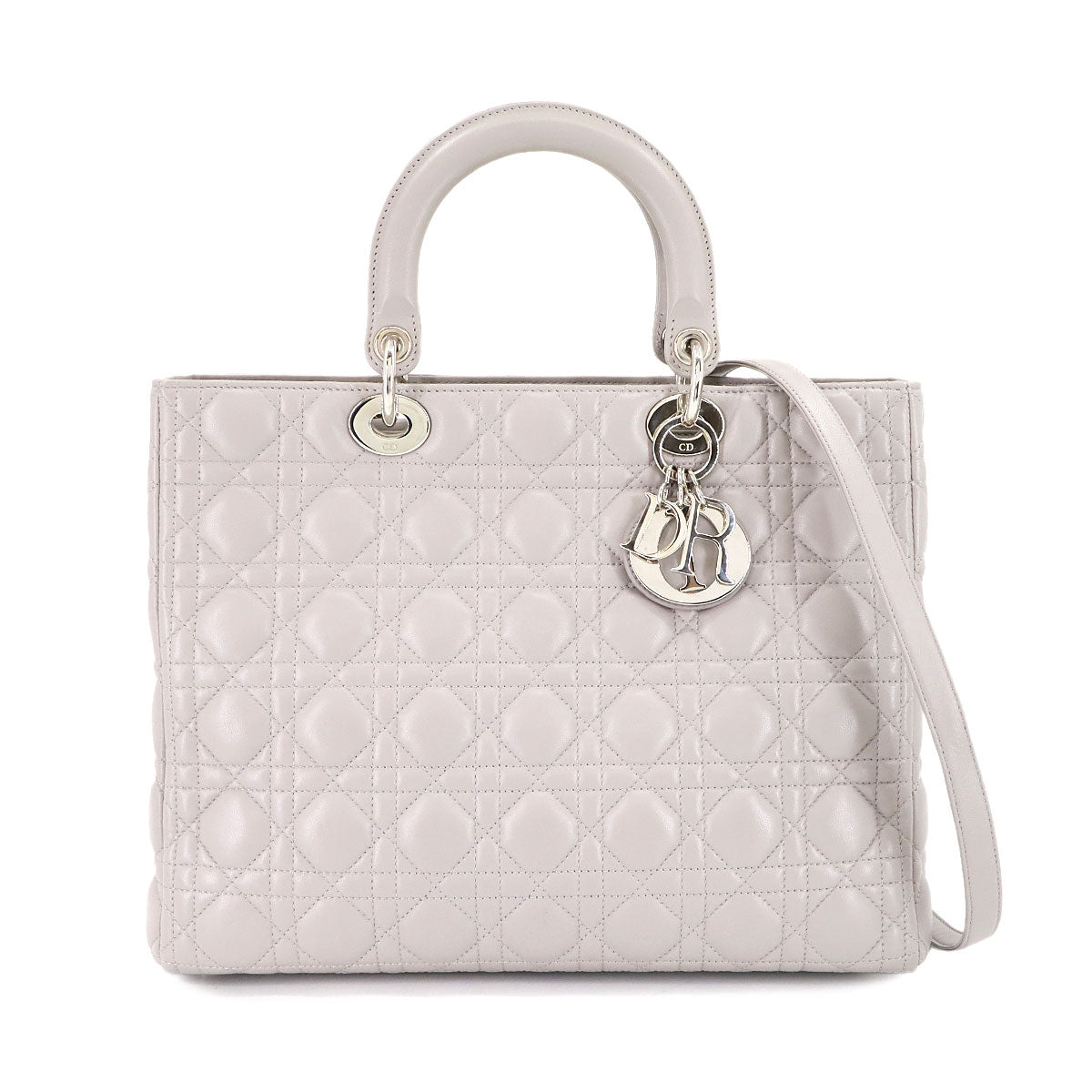 Lady Dior Large Hand Shoulder Bag Leather Gray CAL44561