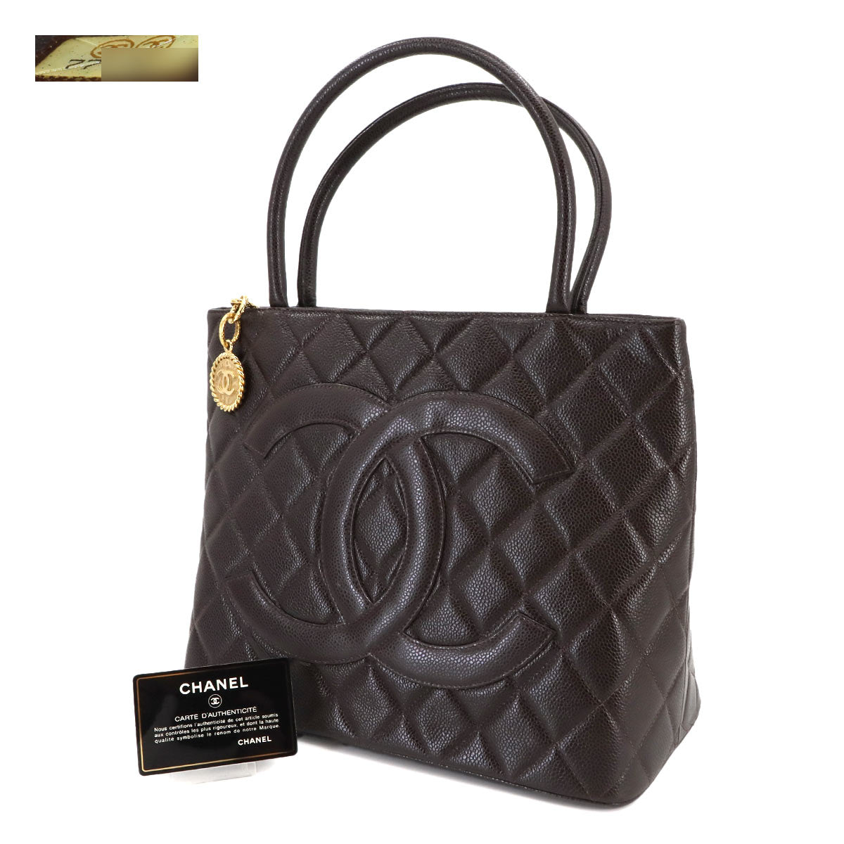 Medallion Tote Bag Leather Brown A01804 Coco Logos