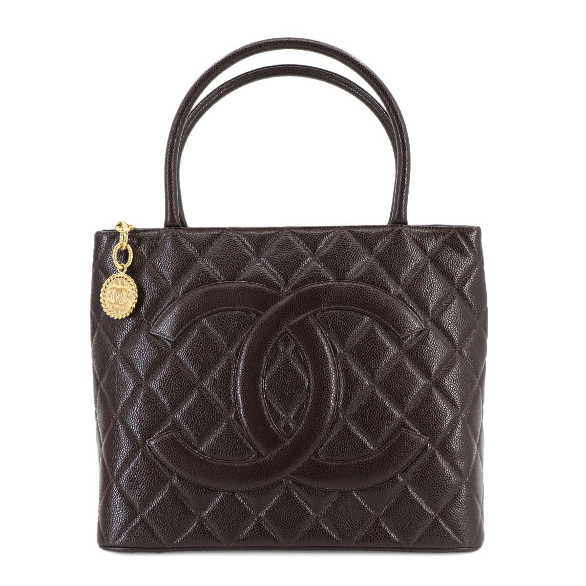 Medallion Tote Bag Leather Brown A01804 Coco Logos