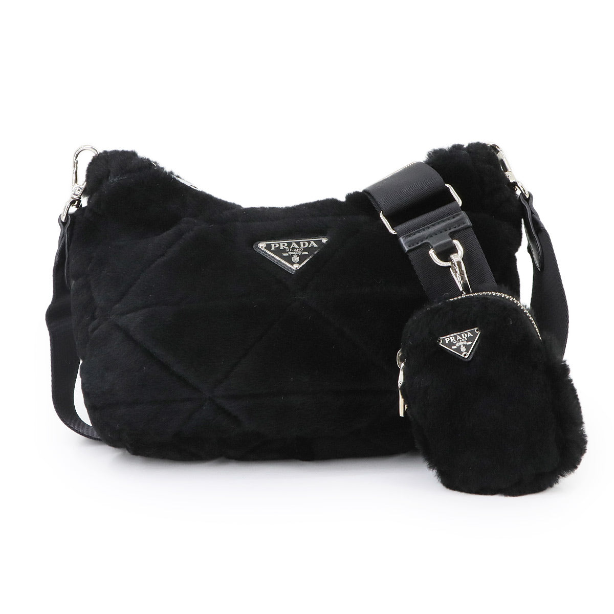 Shoulder Bag Shearling Nero Black 1BC151 Purse