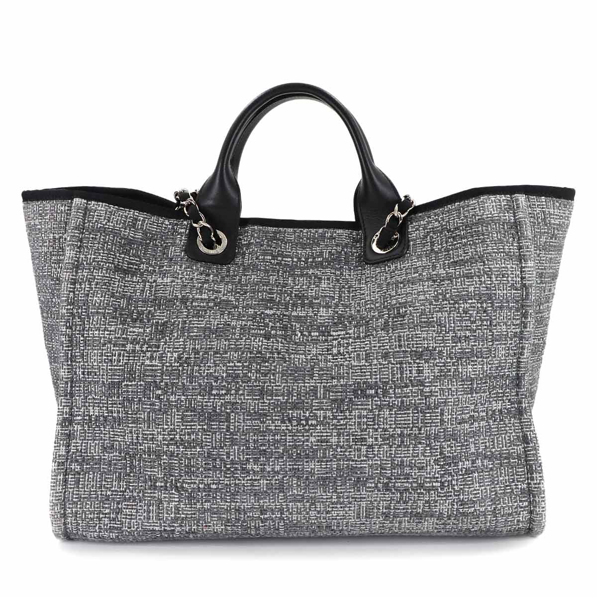 Deauville GM Tote Chain Shoulder Bag Tweed Gray Black A66941
