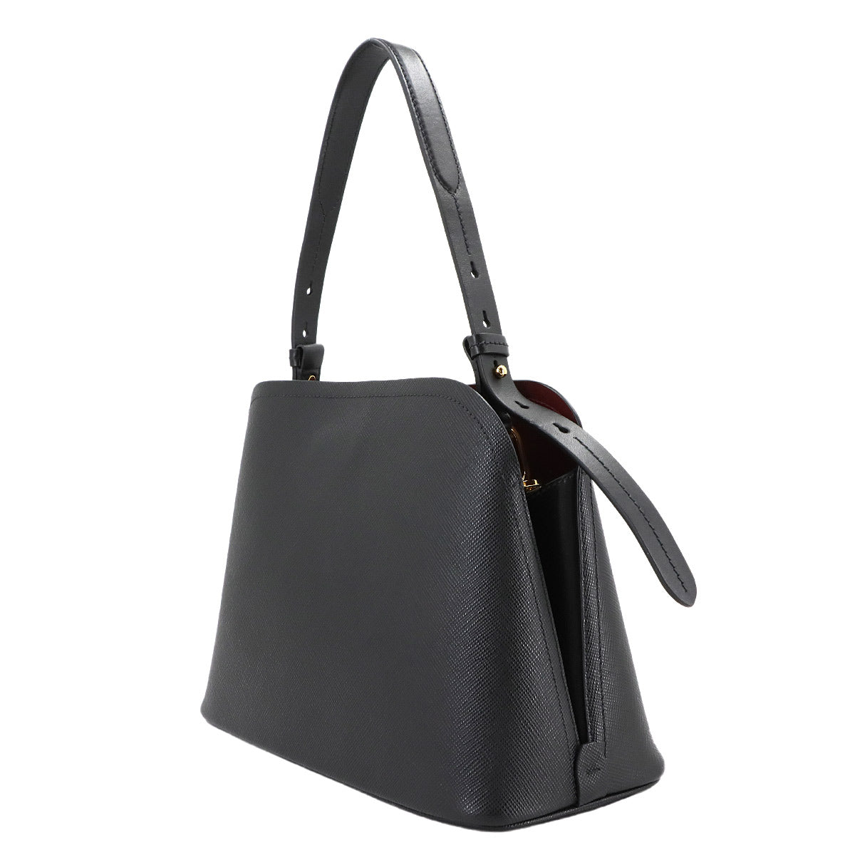 Matine 2way Shoulder Bag Saffiano Leather Nero 1BA251 Purse