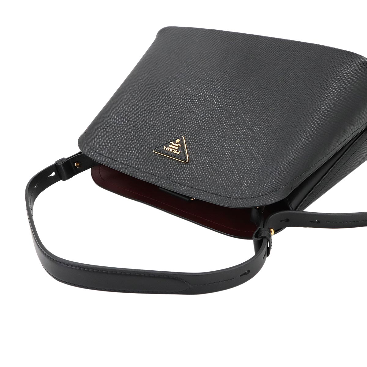 Matine 2way Shoulder Bag Saffiano Leather Nero 1BA251 Purse