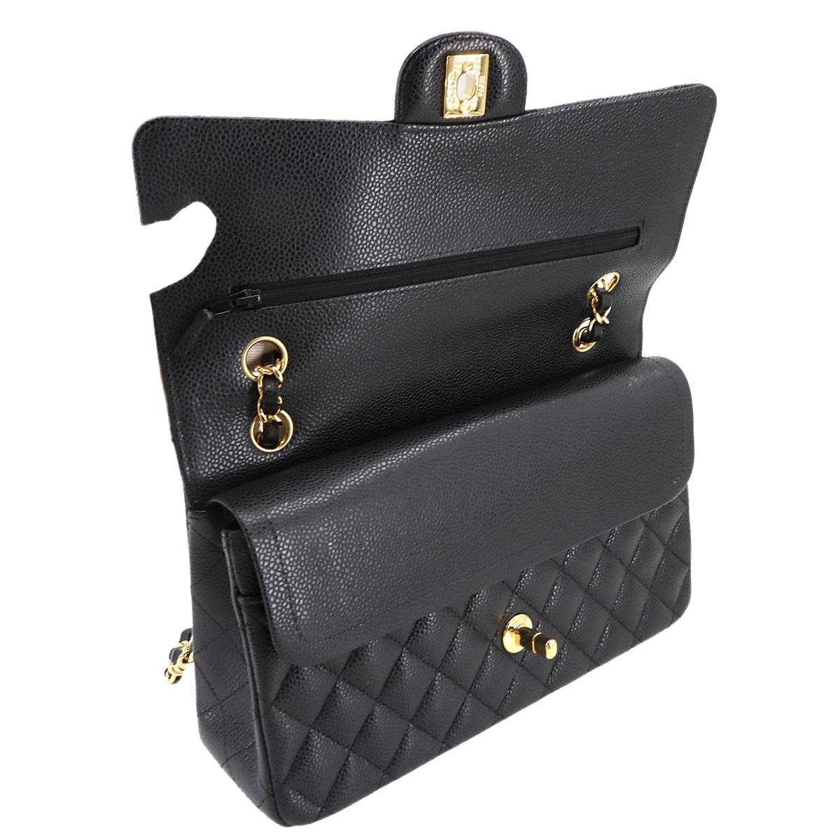 Matelasse 25 Chain Shoulder Bag Leather Black A01112