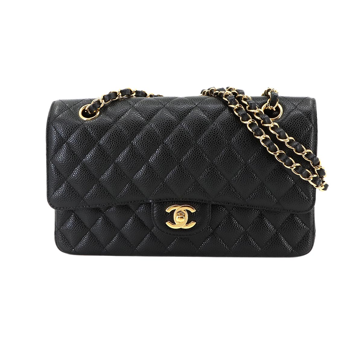 Matelasse 25 Chain Shoulder Bag Leather Black A01112