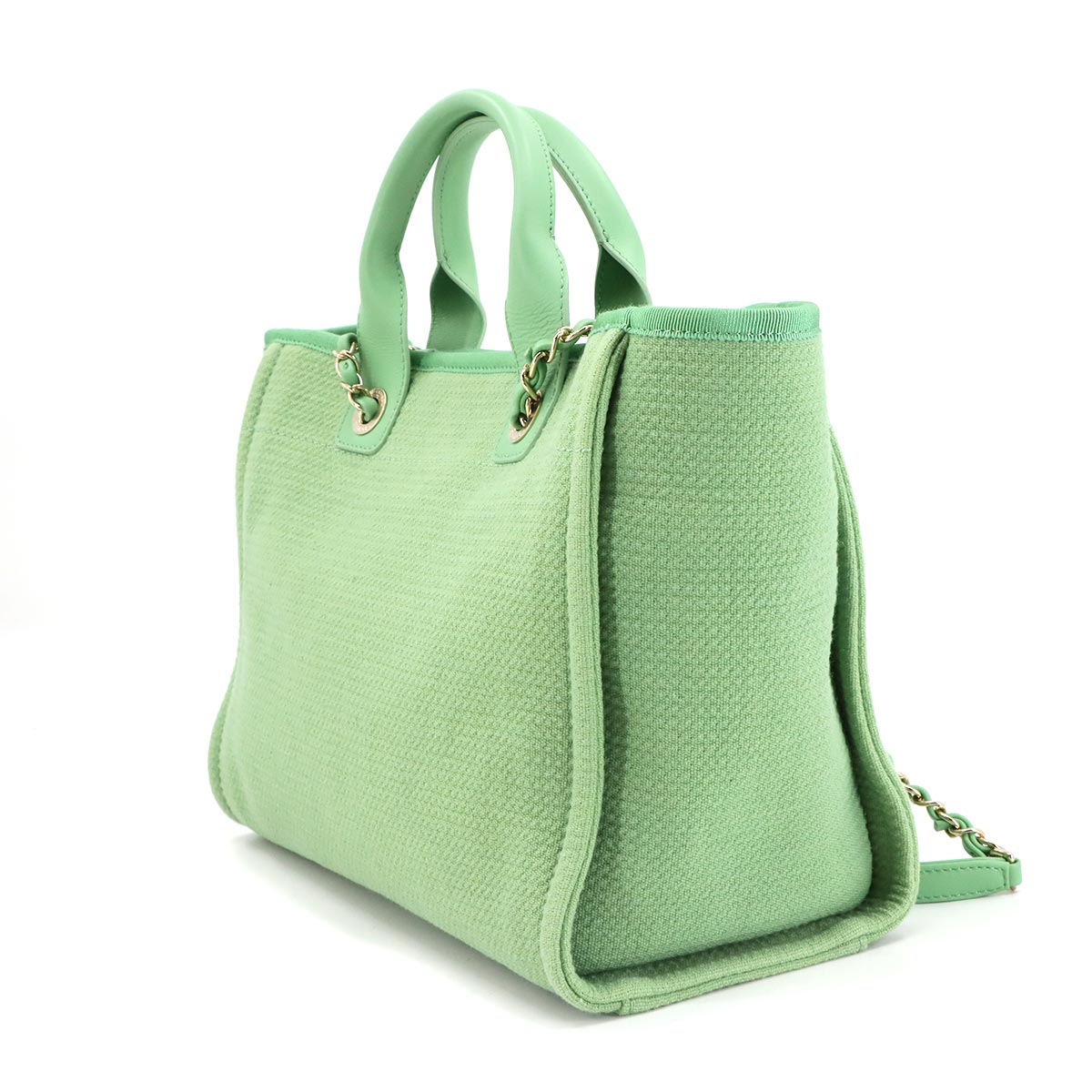 Deauville Small Shopping Tote Chain Shoulder Bag Green AS3257