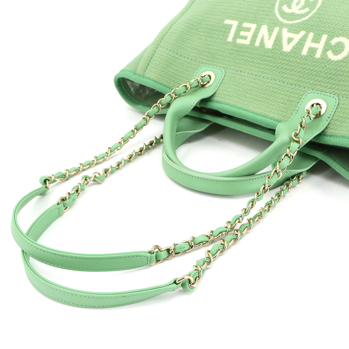 Deauville Small Shopping Tote Chain Shoulder Bag Green AS3257