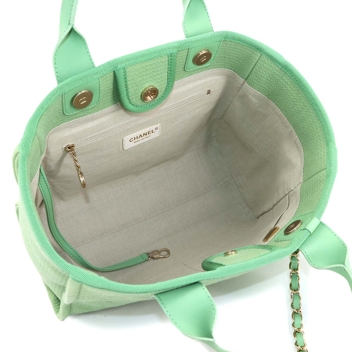 Deauville Small Shopping Tote Chain Shoulder Bag Green AS3257
