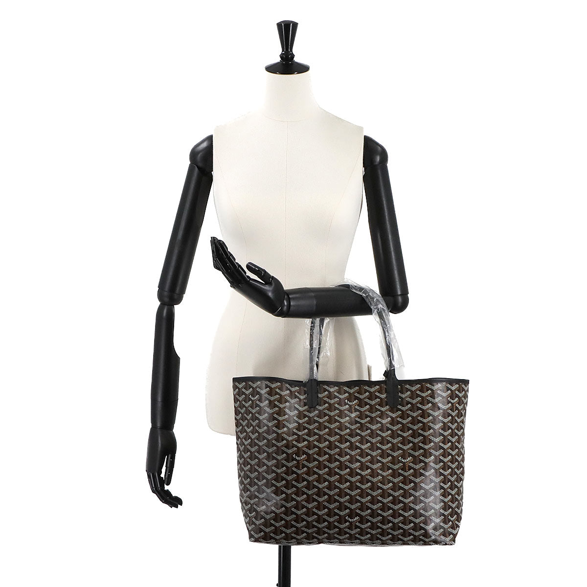 Saint Louis PM Tote Bag PVC Leather Black Herringbone Unisex