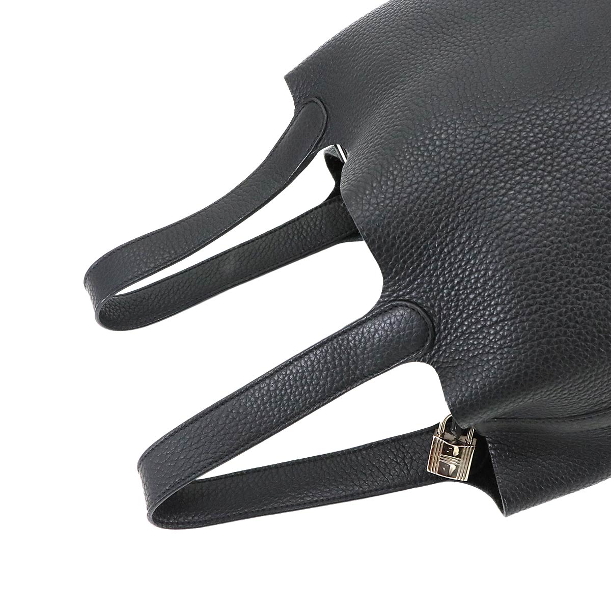 Picotin Lock MM Hand Bag Taurillon Clemence Black Purse