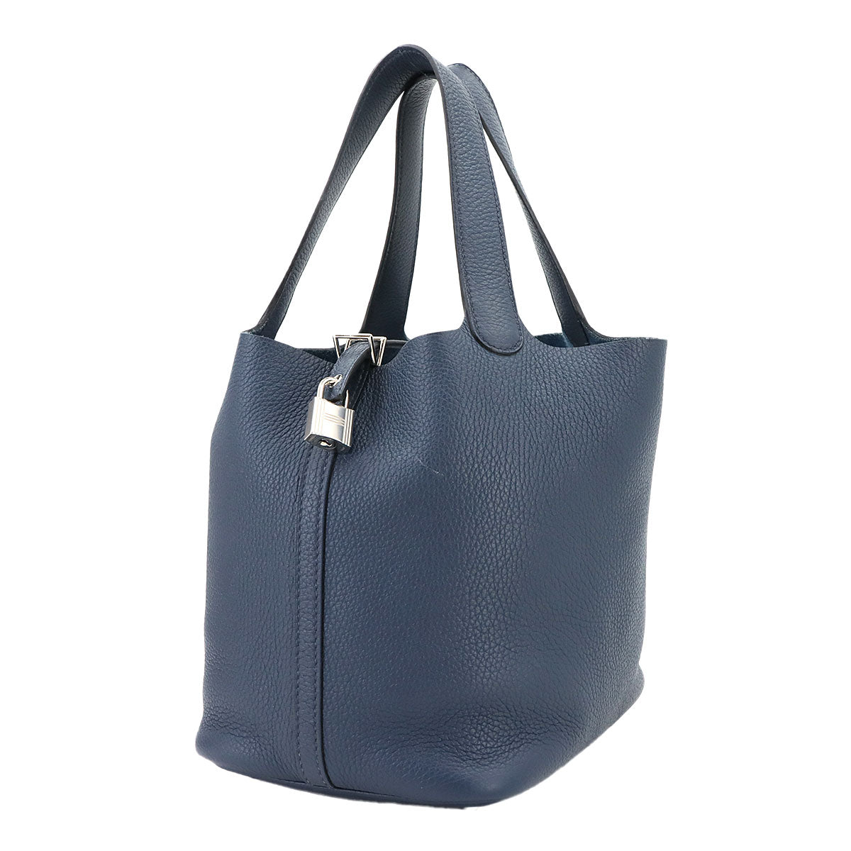 Picotin Lock MM Hand Bag Taurillon Clemence Bleu de Prusse