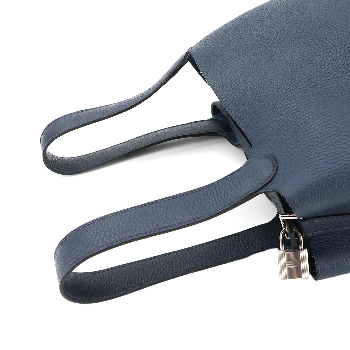 Picotin Lock MM Hand Bag Taurillon Clemence Bleu de Prusse