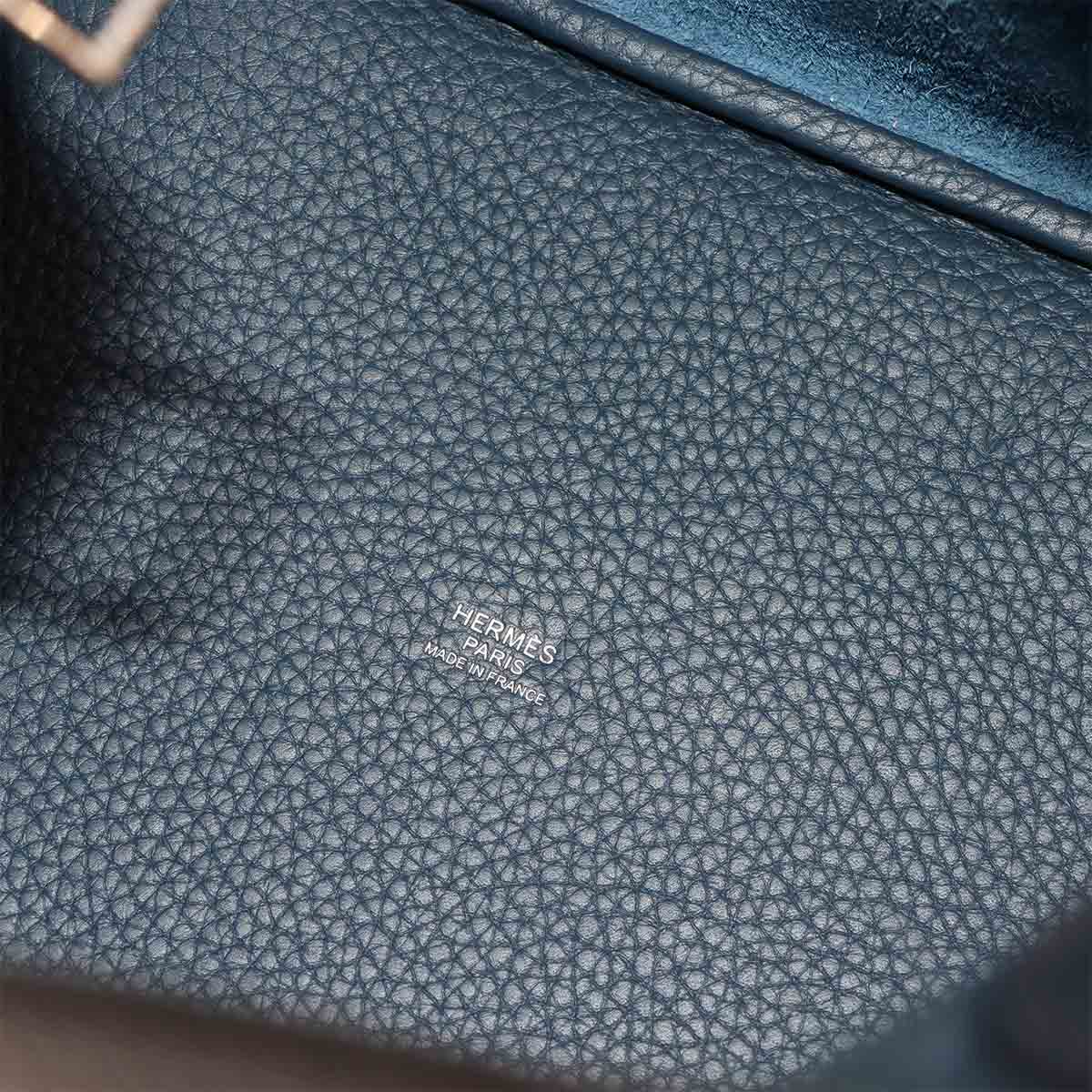 Picotin Lock MM Hand Bag Taurillon Clemence Bleu de Prusse