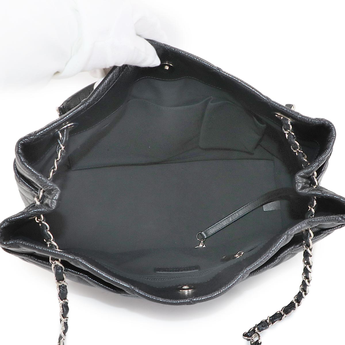 Matelasse Chain Tote Bag Leather Black Coco Logos