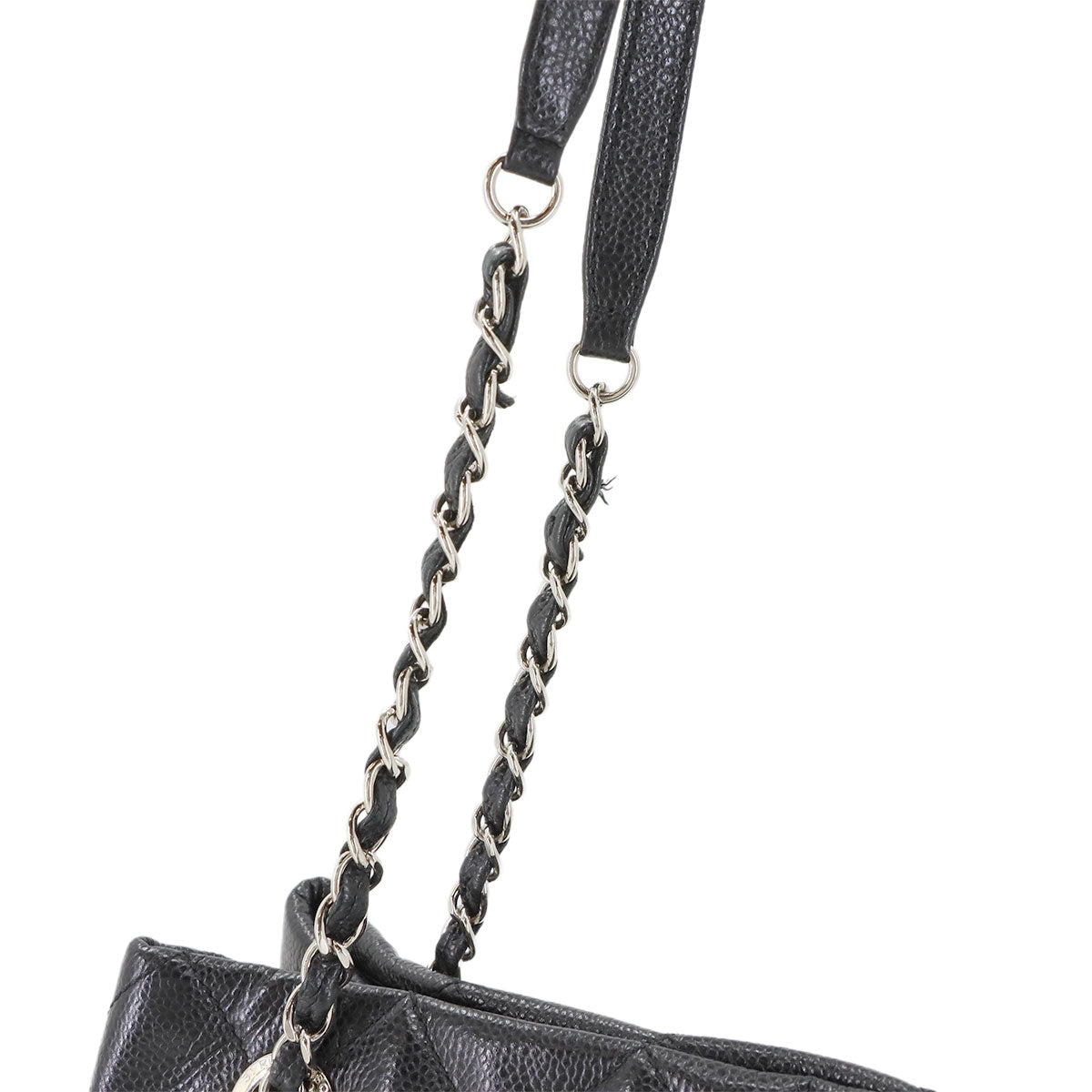 Matelasse Chain Tote Bag Leather Black Coco Logos