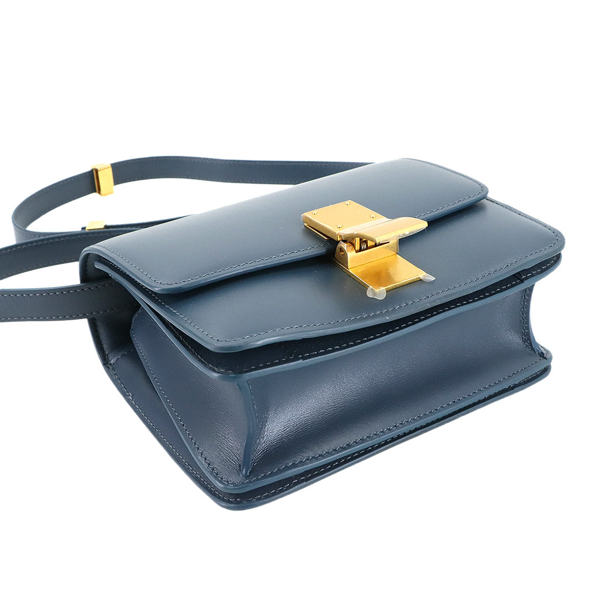 CELINE Classic Box Small Shoulder Bag Leather Petrol 189183 Purse