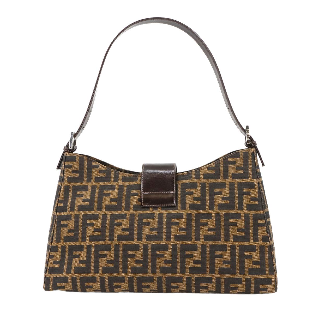 Zucca Shoulder Bag Canvas Leather Brown 16115 Purse