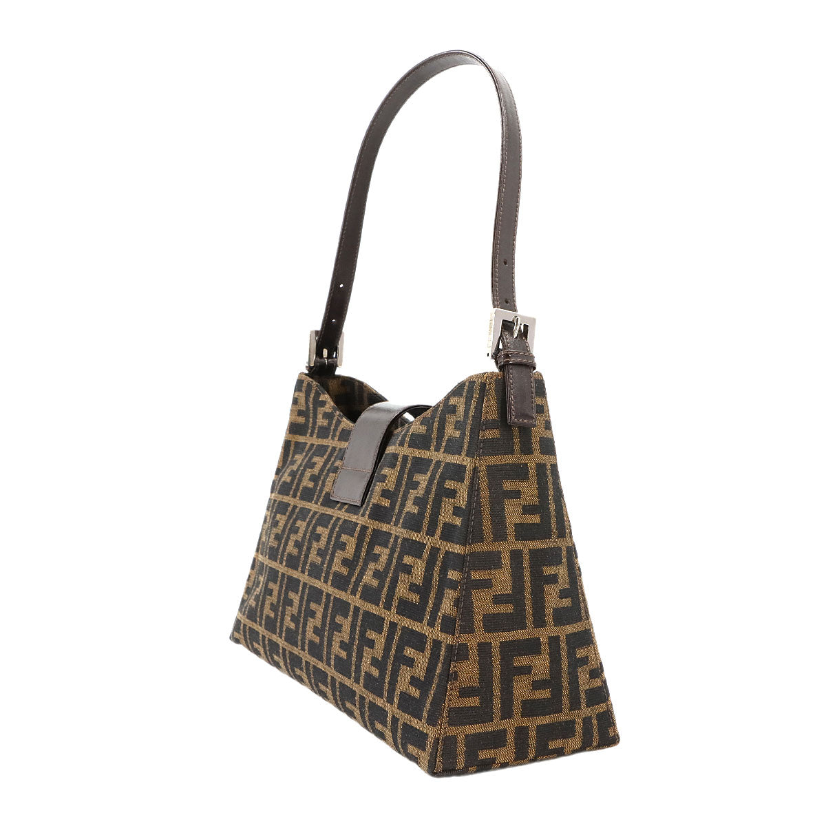 Zucca Shoulder Bag Canvas Leather Brown 16115 Purse