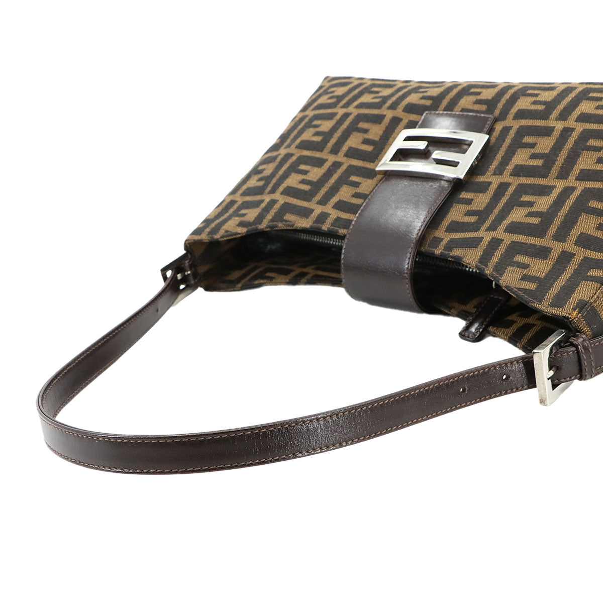 Zucca Shoulder Bag Canvas Leather Brown 16115 Purse