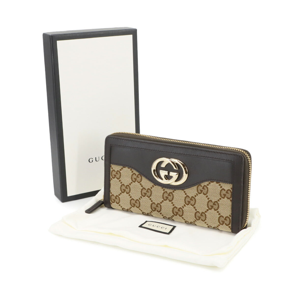 Sukey Interlocking G Zipped Around Long Wallet Beige 308012