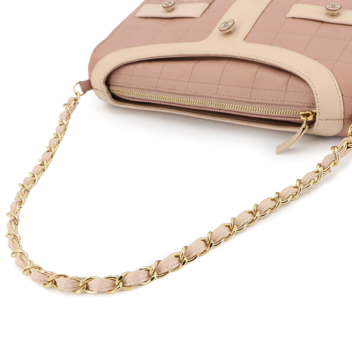 Girl Chanel Chain Shoulder Bag Leather Pink A17540
