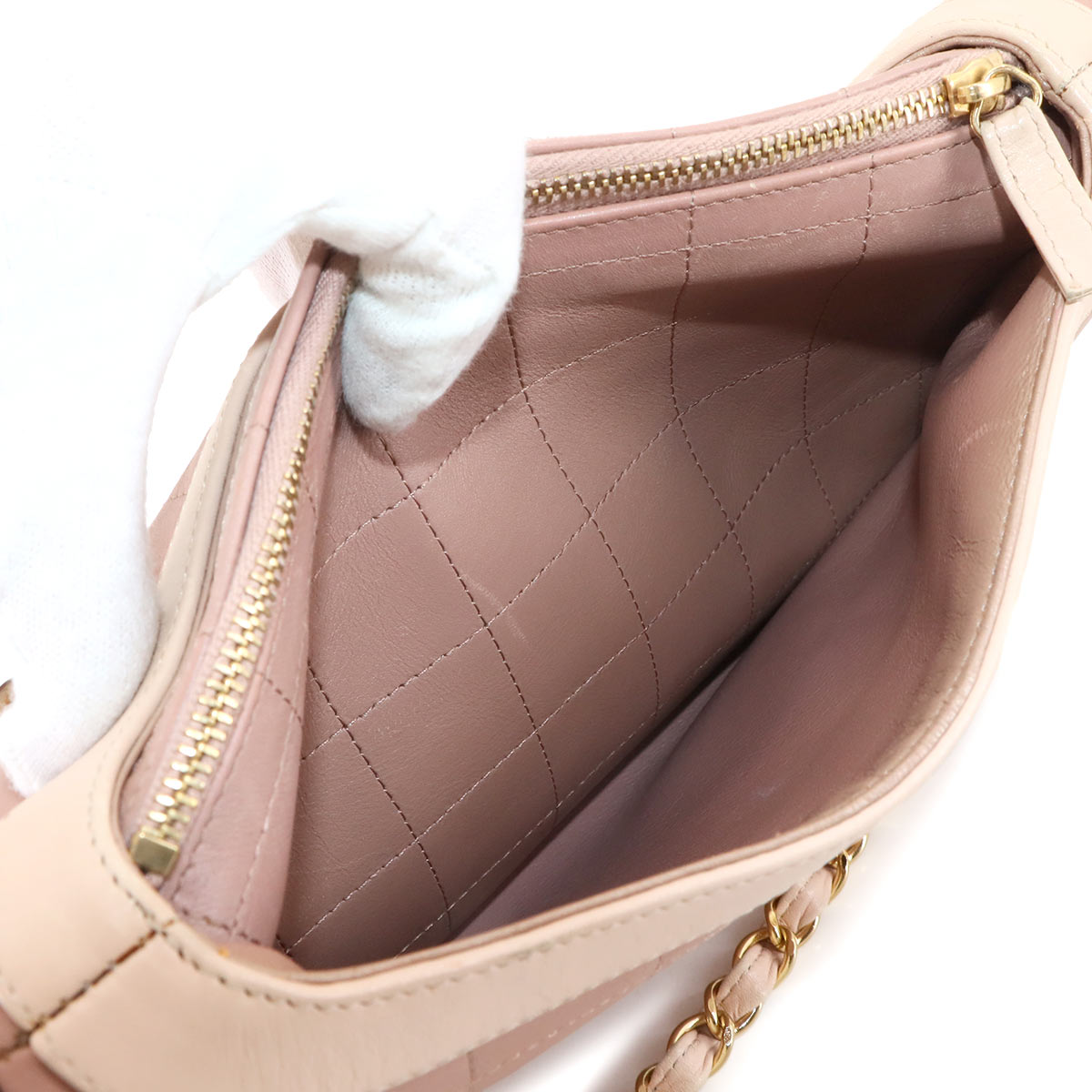 Girl Chanel Chain Shoulder Bag Leather Pink A17540