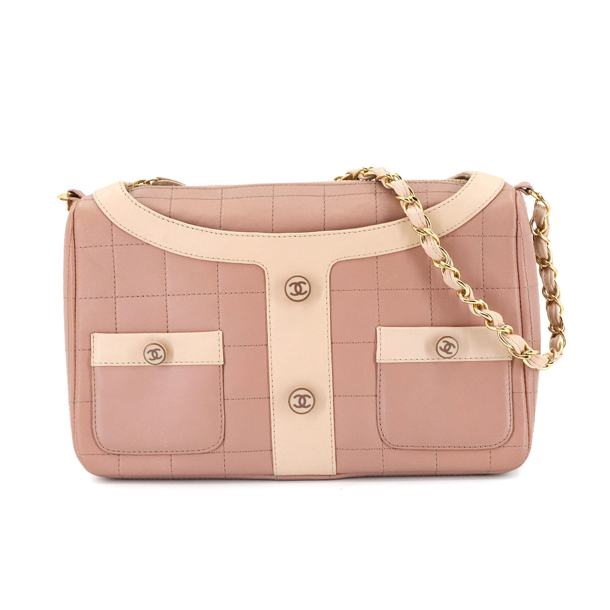 Girl Chanel Chain Shoulder Bag Leather Pink A17540