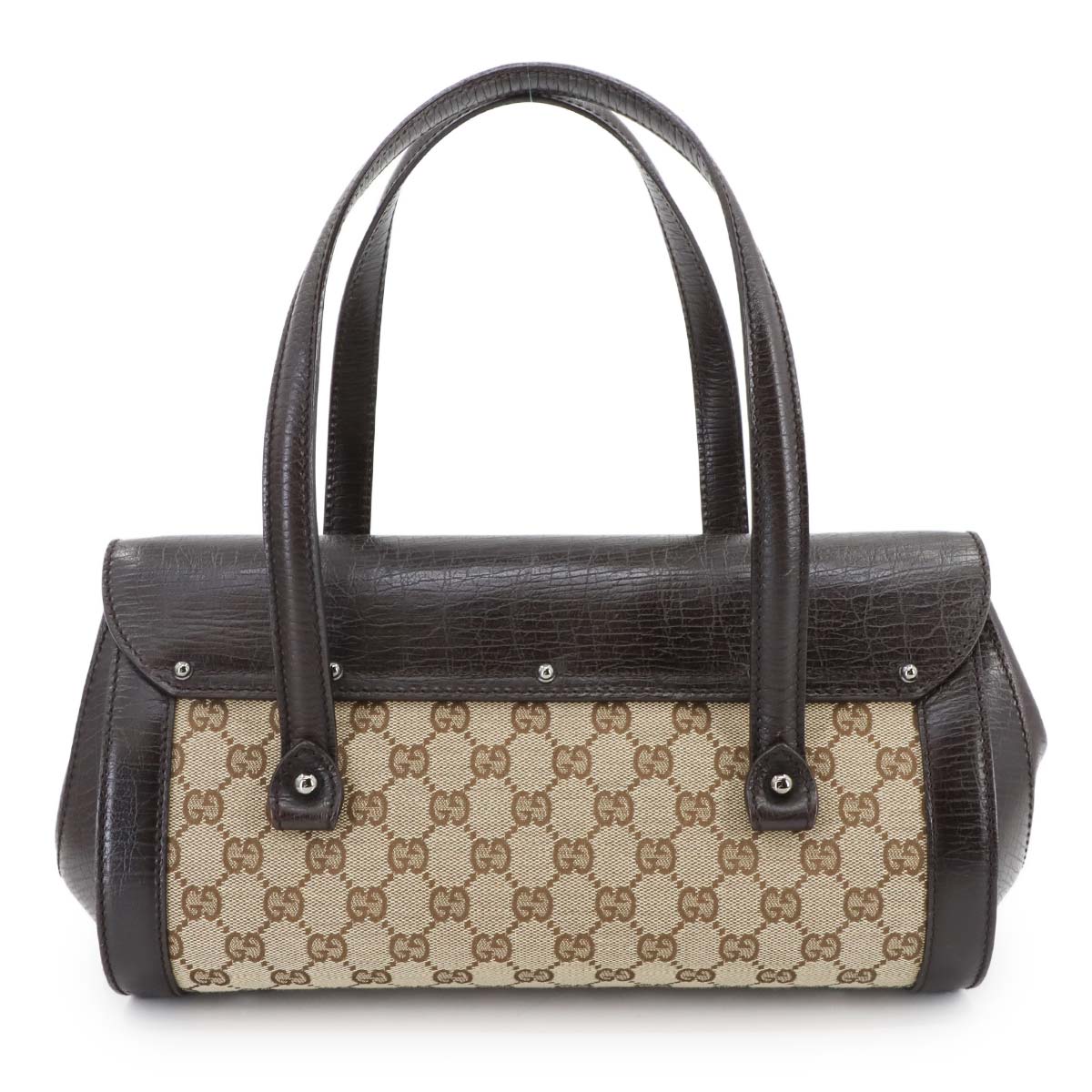 Bamboo GG Canvas Hand Bag Leather Brown Beige 111713 Purse