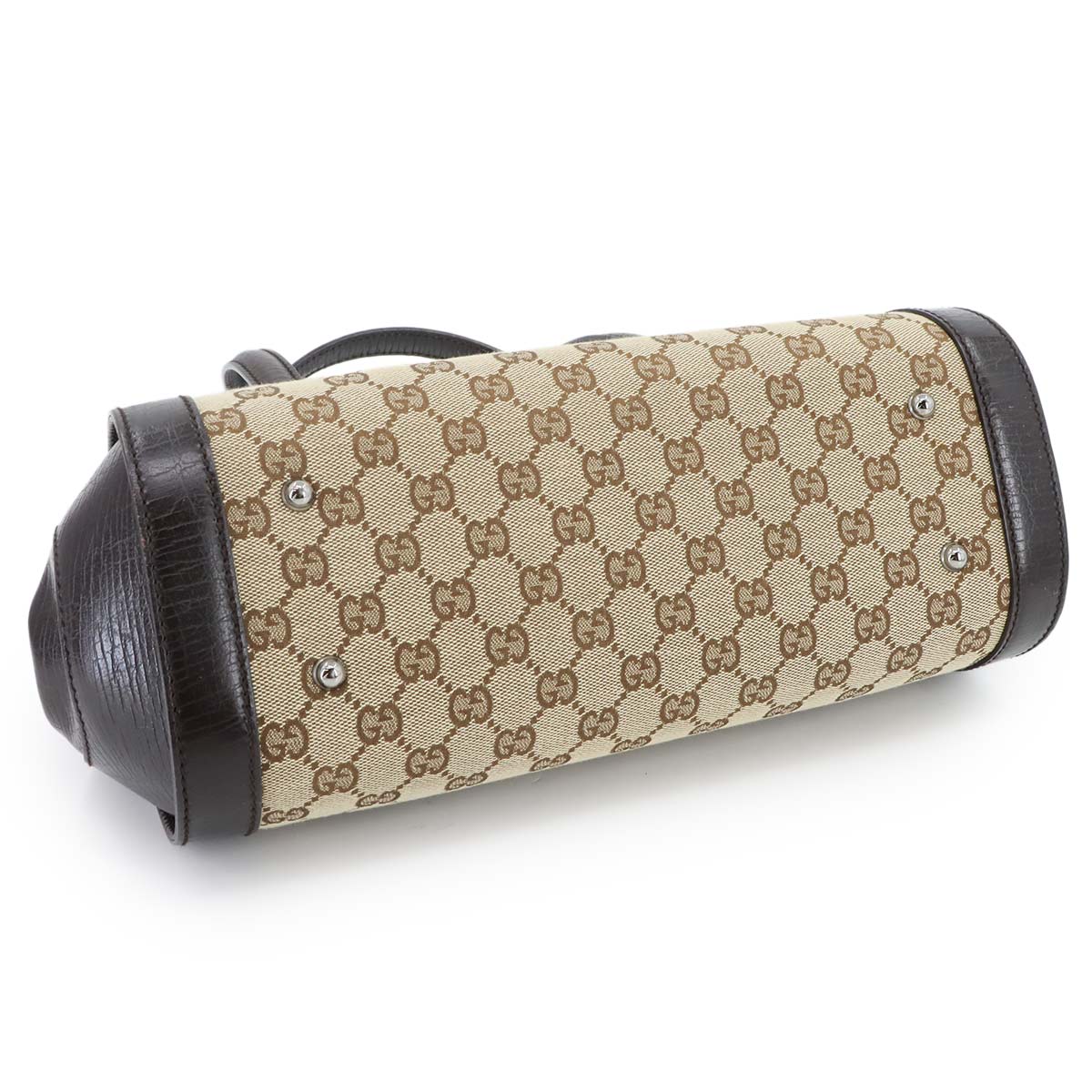 Bamboo GG Canvas Hand Bag Leather Brown Beige 111713 Purse