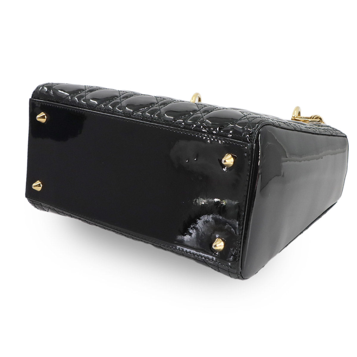 Lady Dior Medium Hand Shoulder Bag Enamel Black