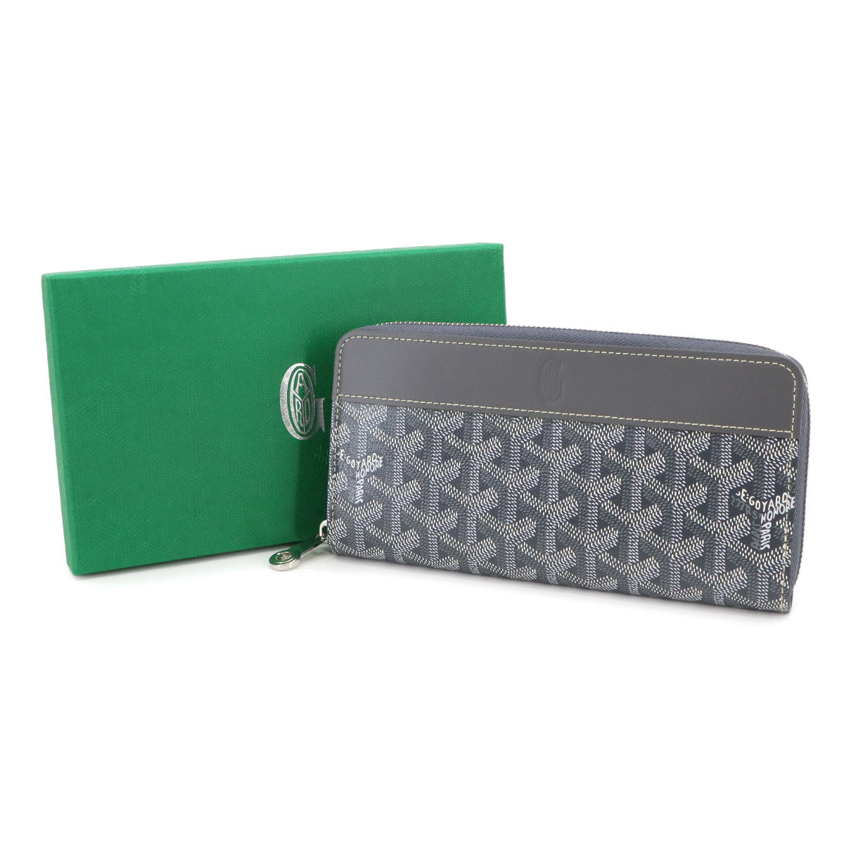 Matignon GM Wallet Zipped Around Long Wallet PVC Leather Gray