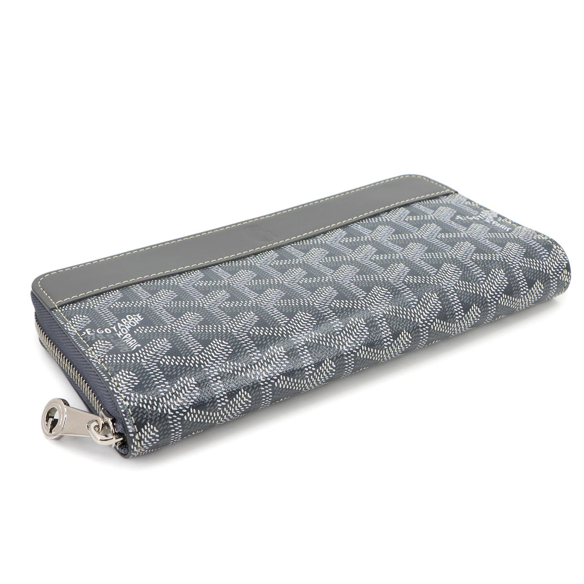 Matignon GM Wallet Zipped Around Long Wallet PVC Leather Gray