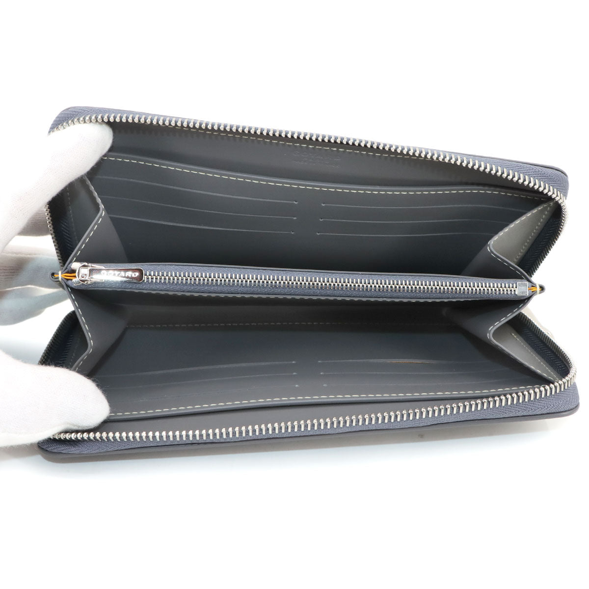 Matignon GM Wallet Zipped Around Long Wallet PVC Leather Gray