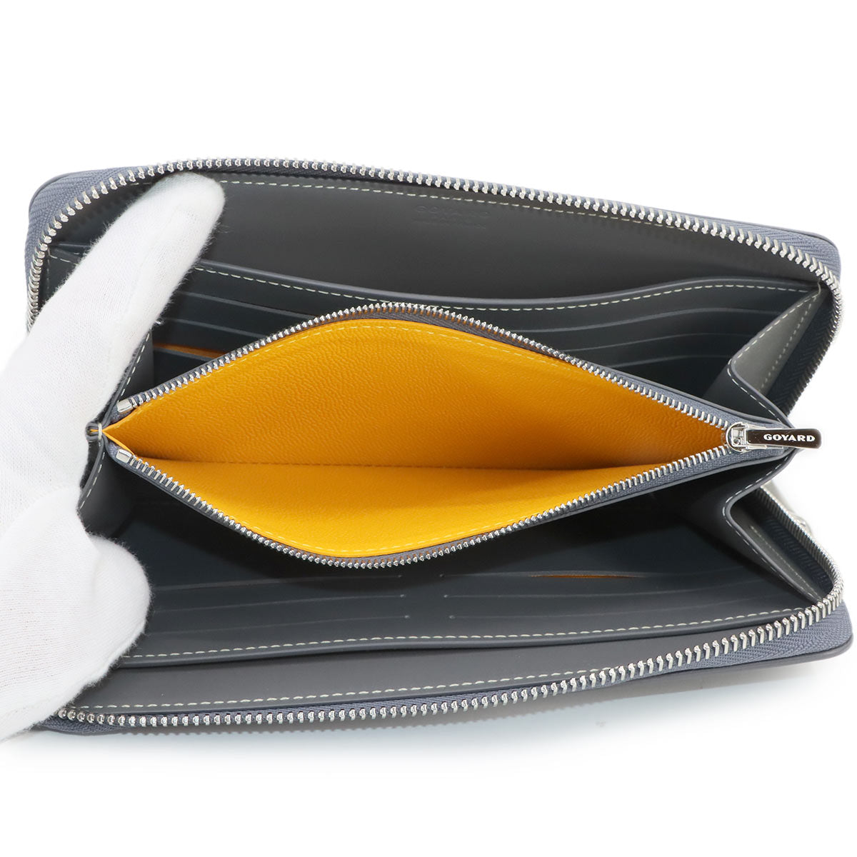 Matignon GM Wallet Zipped Around Long Wallet PVC Leather Gray