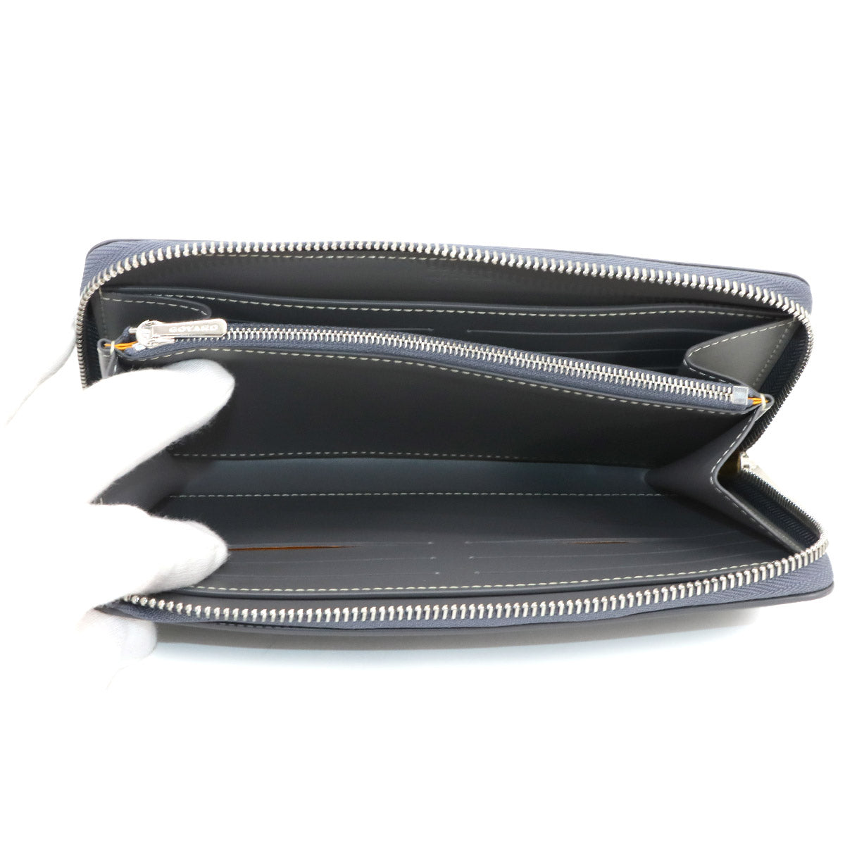 Matignon GM Wallet Zipped Around Long Wallet PVC Leather Gray