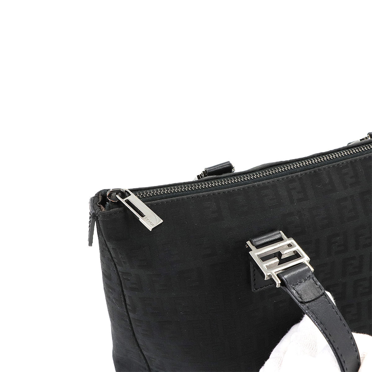 Zucchino Tote Bag Canvas Leather Black 8BH138 Purse