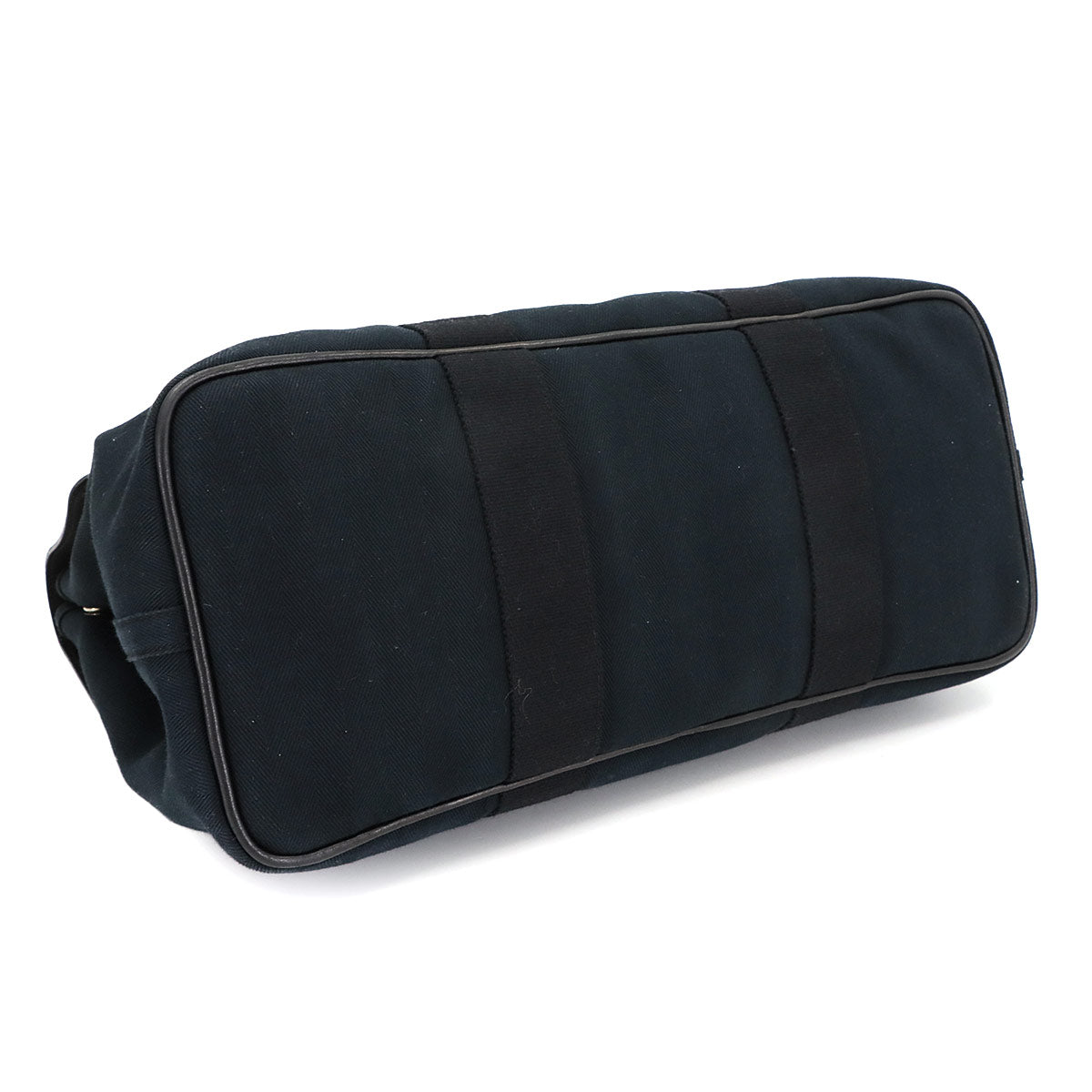 Valparaiso MM Hand Bag Toile chevrons Leather Black Purse