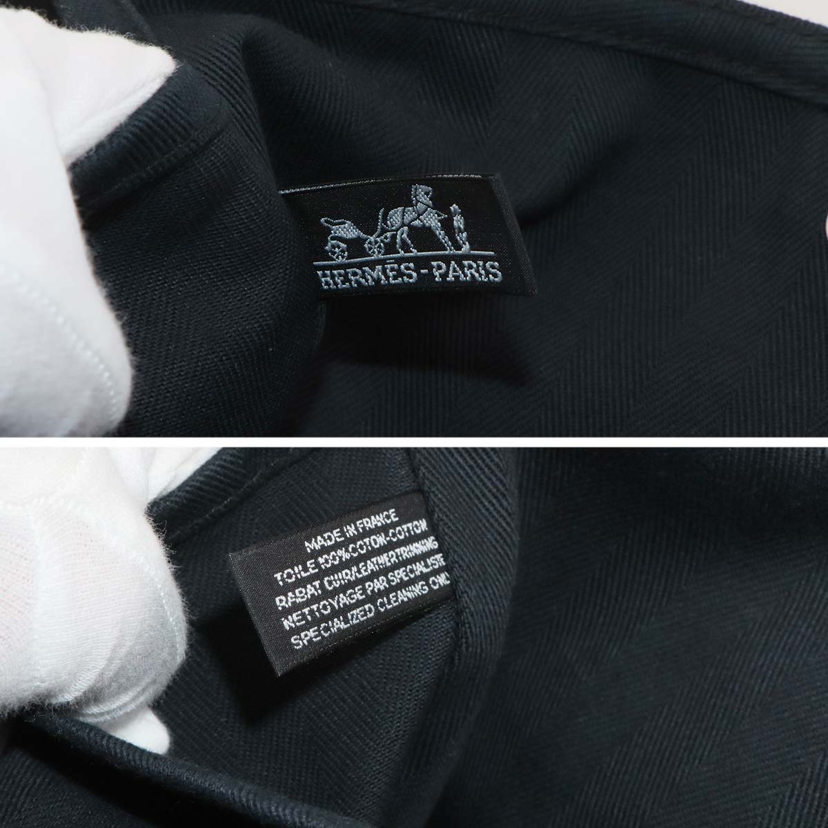 Valparaiso MM Hand Bag Toile chevrons Leather Black Purse