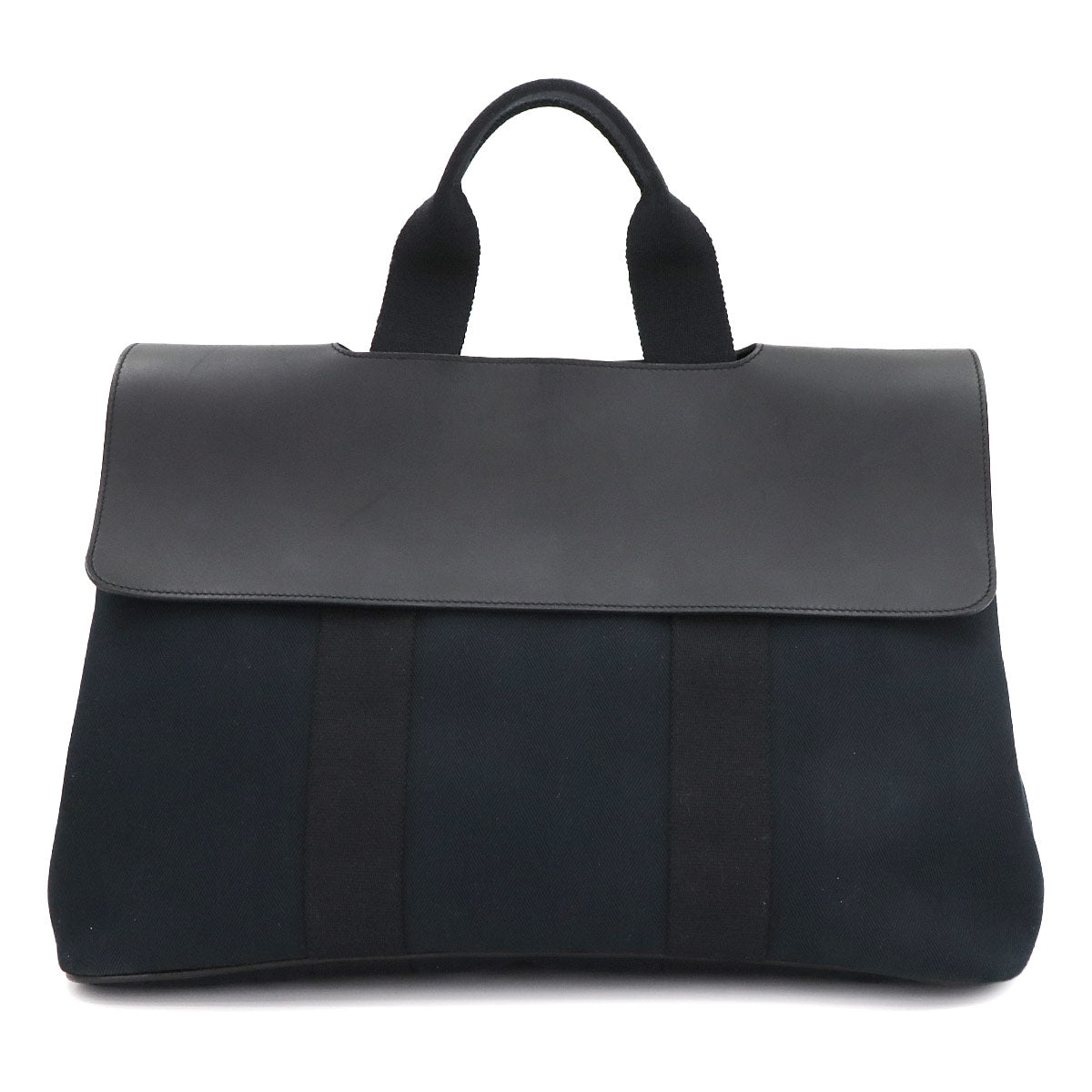 Valparaiso MM Hand Bag Toile chevrons Leather Black Purse