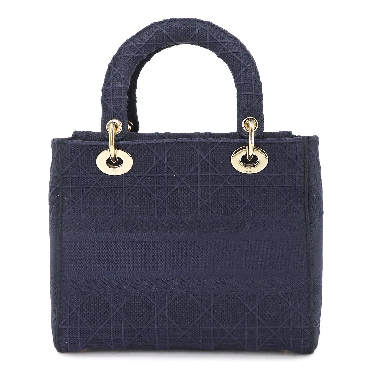 Lady D-Lite Medium Hand Shoulder Bag Canvas Navy